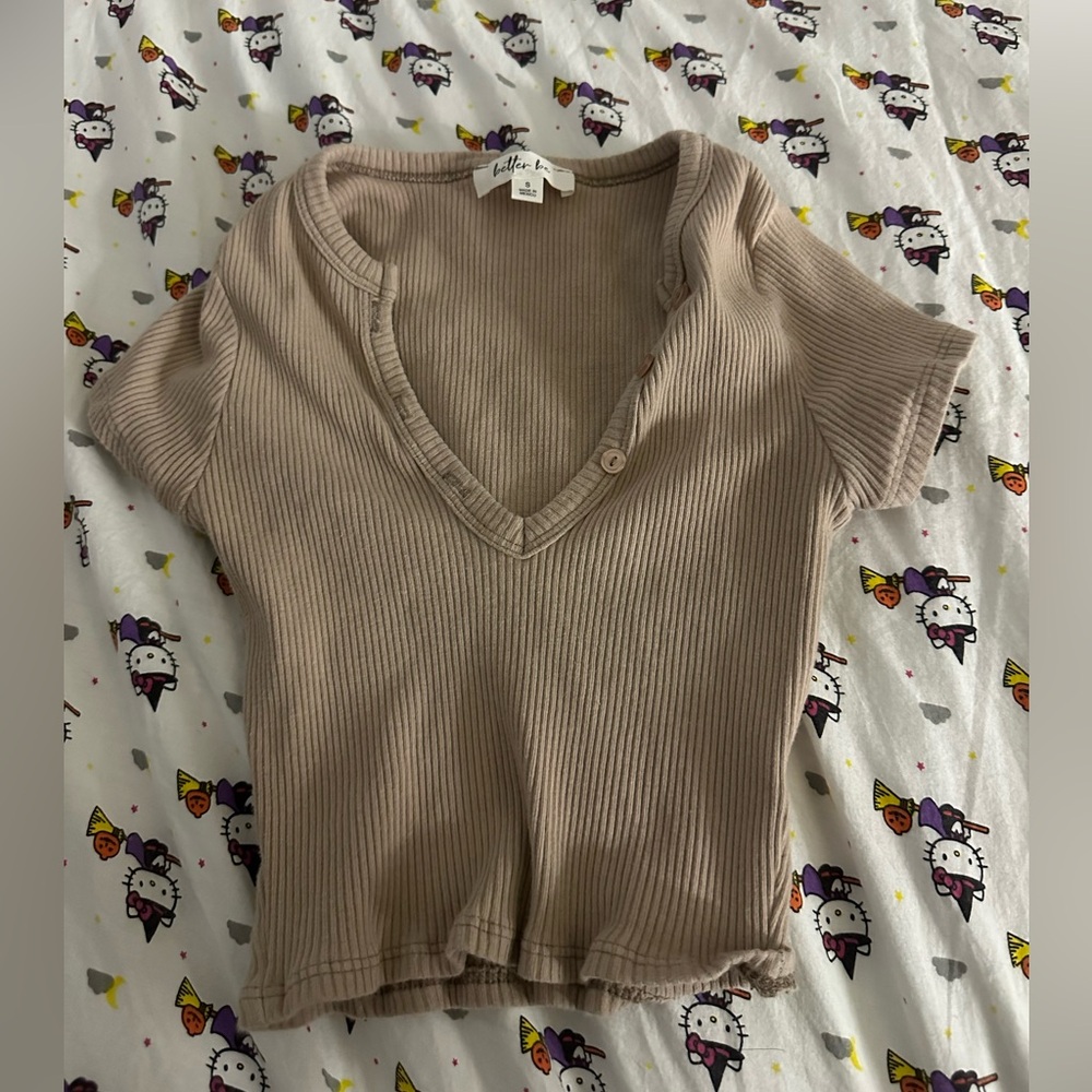 shein tan button up shirt size small